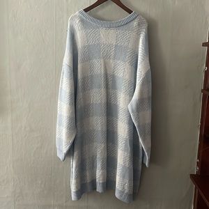 Plus size ASOS Oversized Light blue & White Houndstooth sweater dress 3X - NW